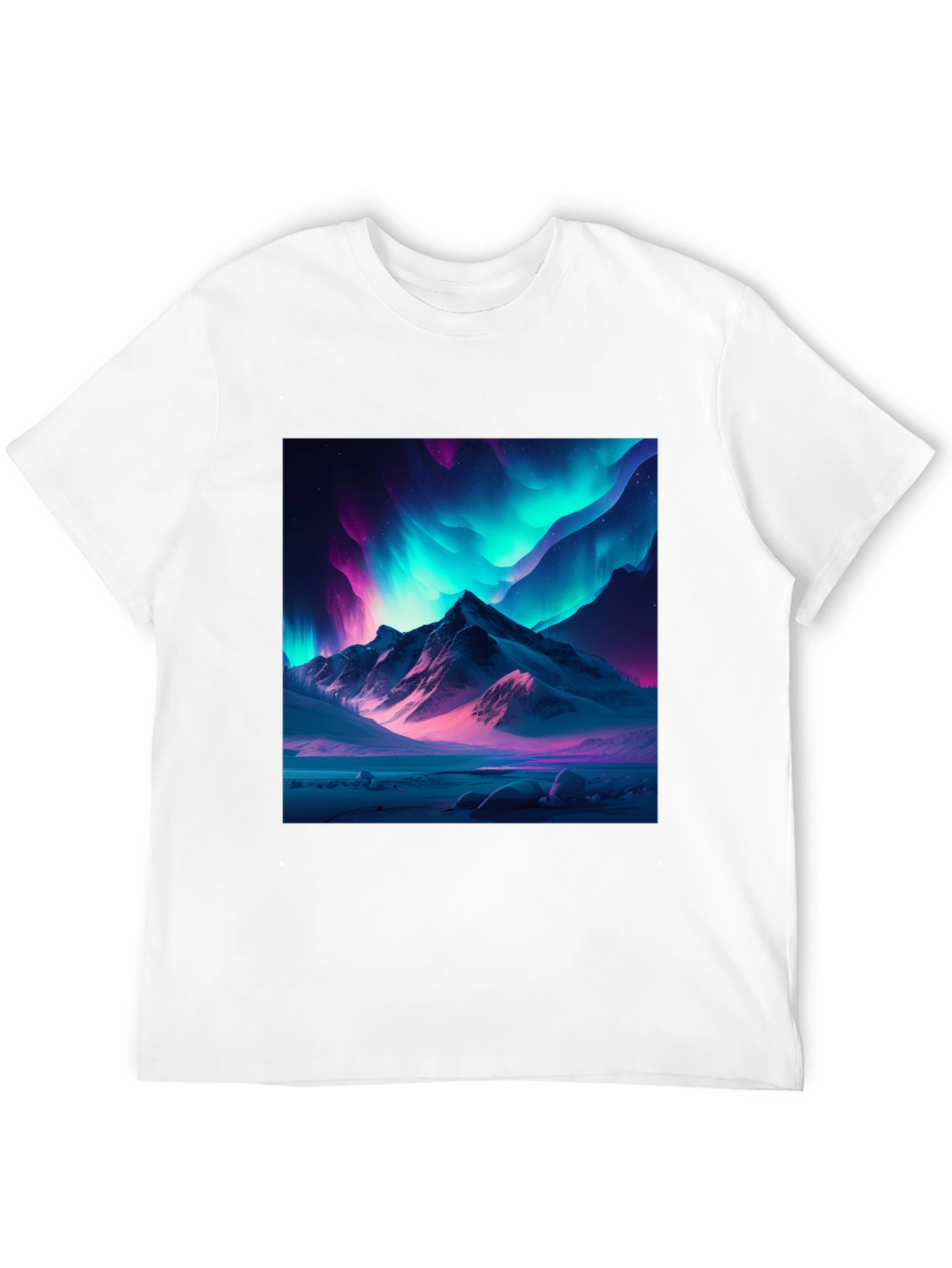 Aurora Mountain Graphic Tee - Black Cotton Blend