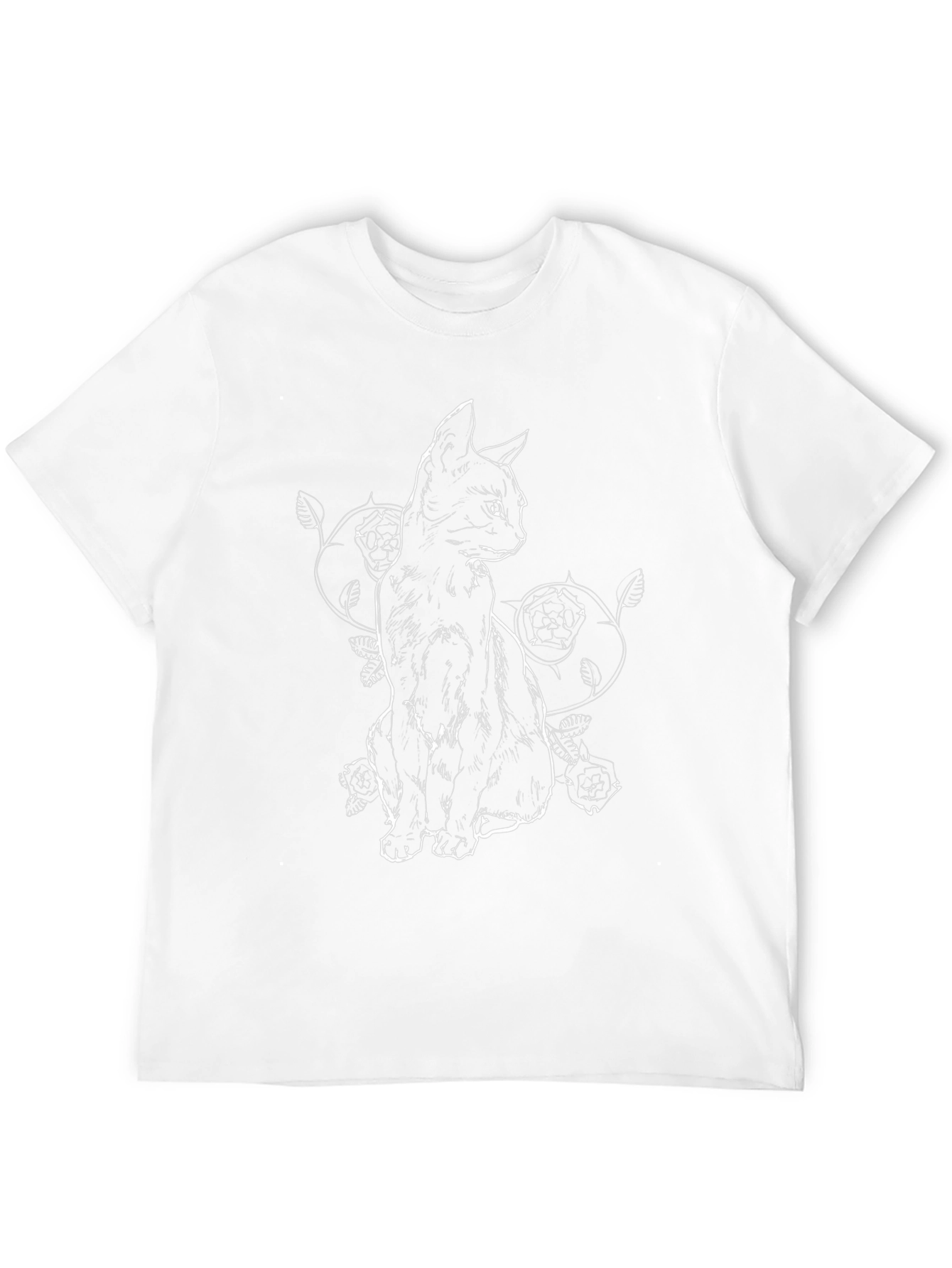 Black Cat Roses Graphic Tee - Stylish Mens T-Shirt