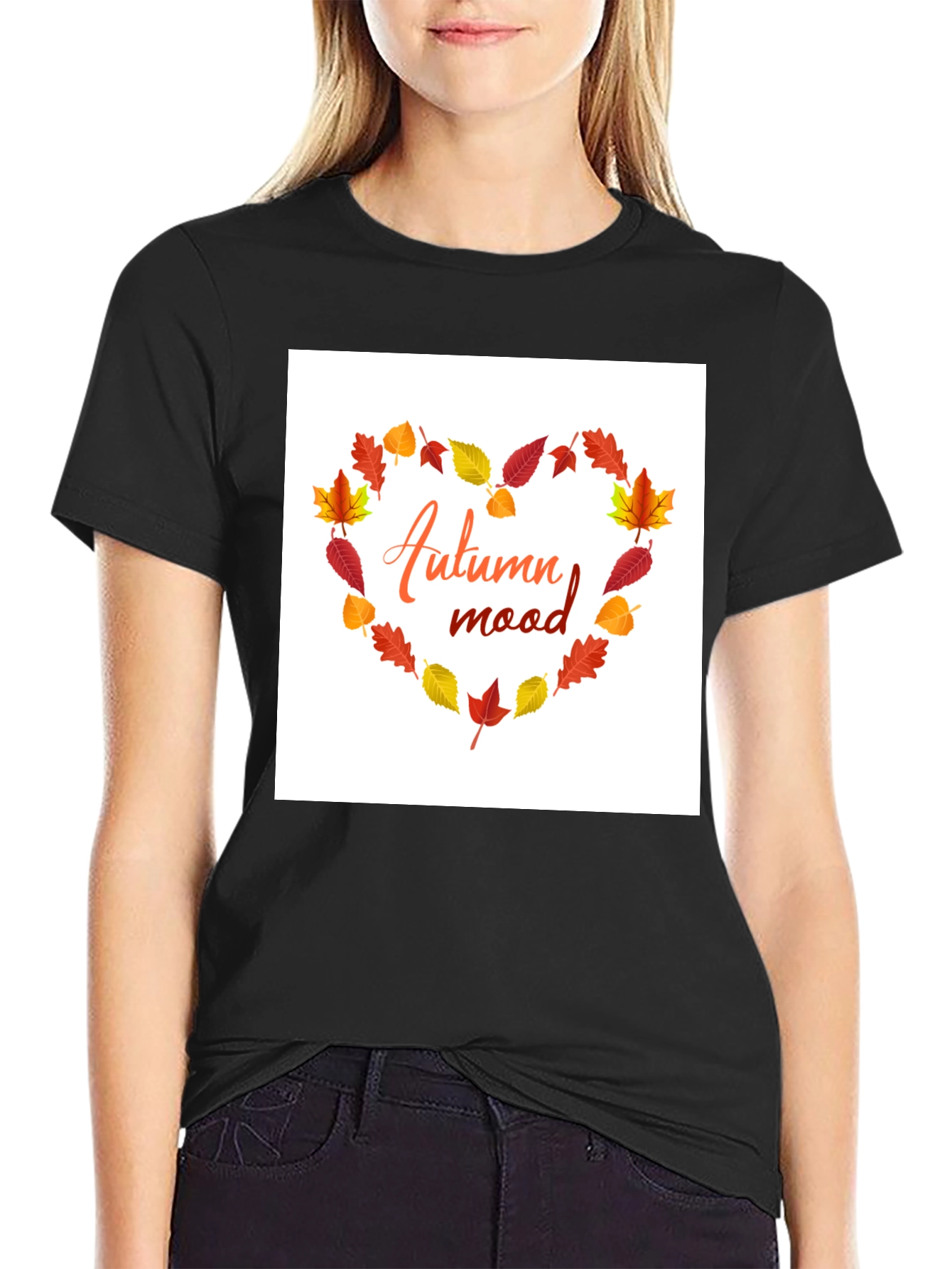 Autumn Mood T-Shirt - Fall Leaf Heart Design