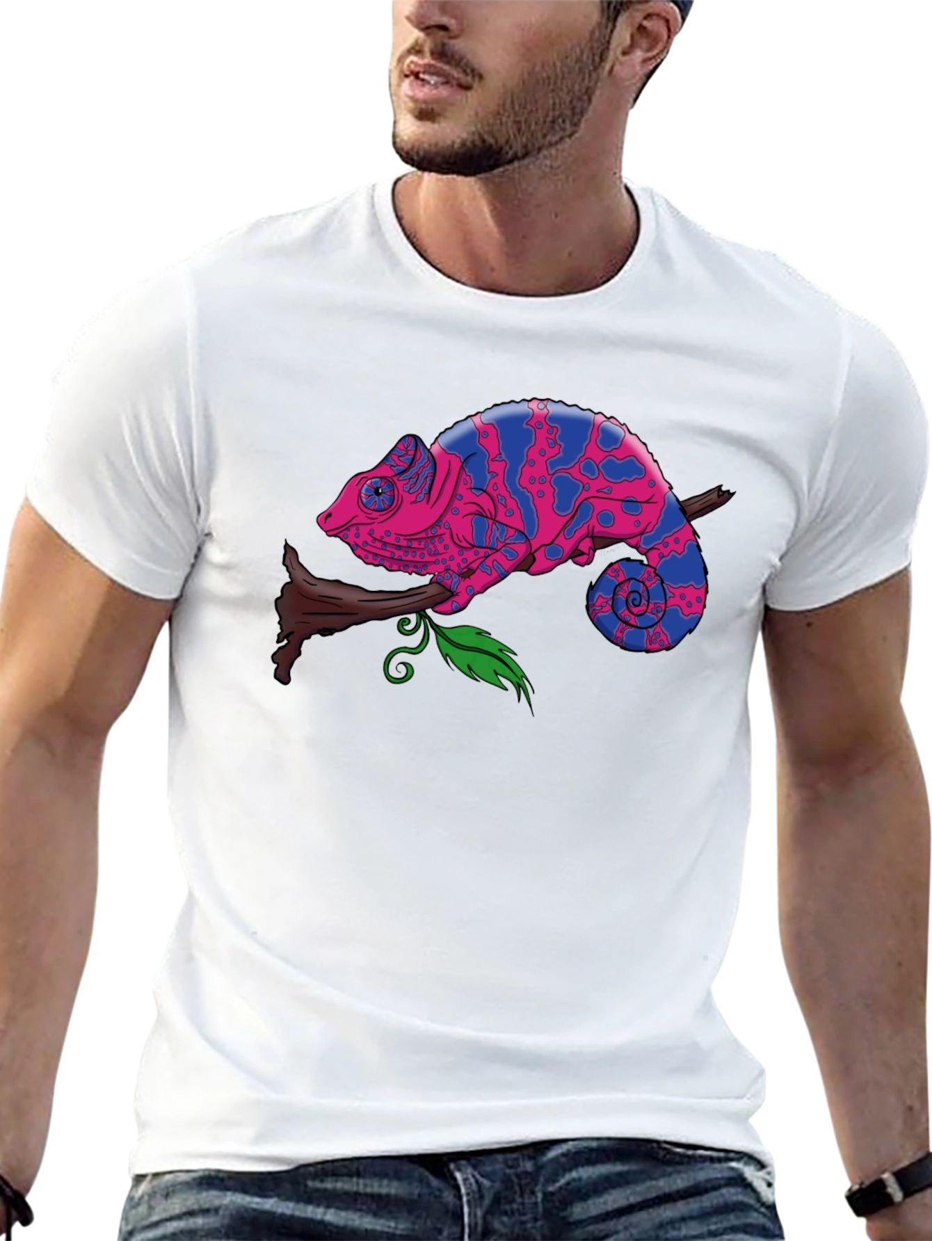 Chameleon Graphic Print Tee - Mens Black T-Shirt