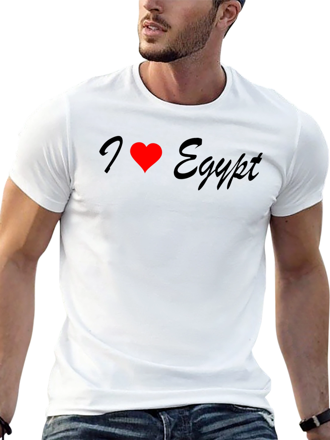 I Love Egypt T-Shirt - Black Crew Neck Tee