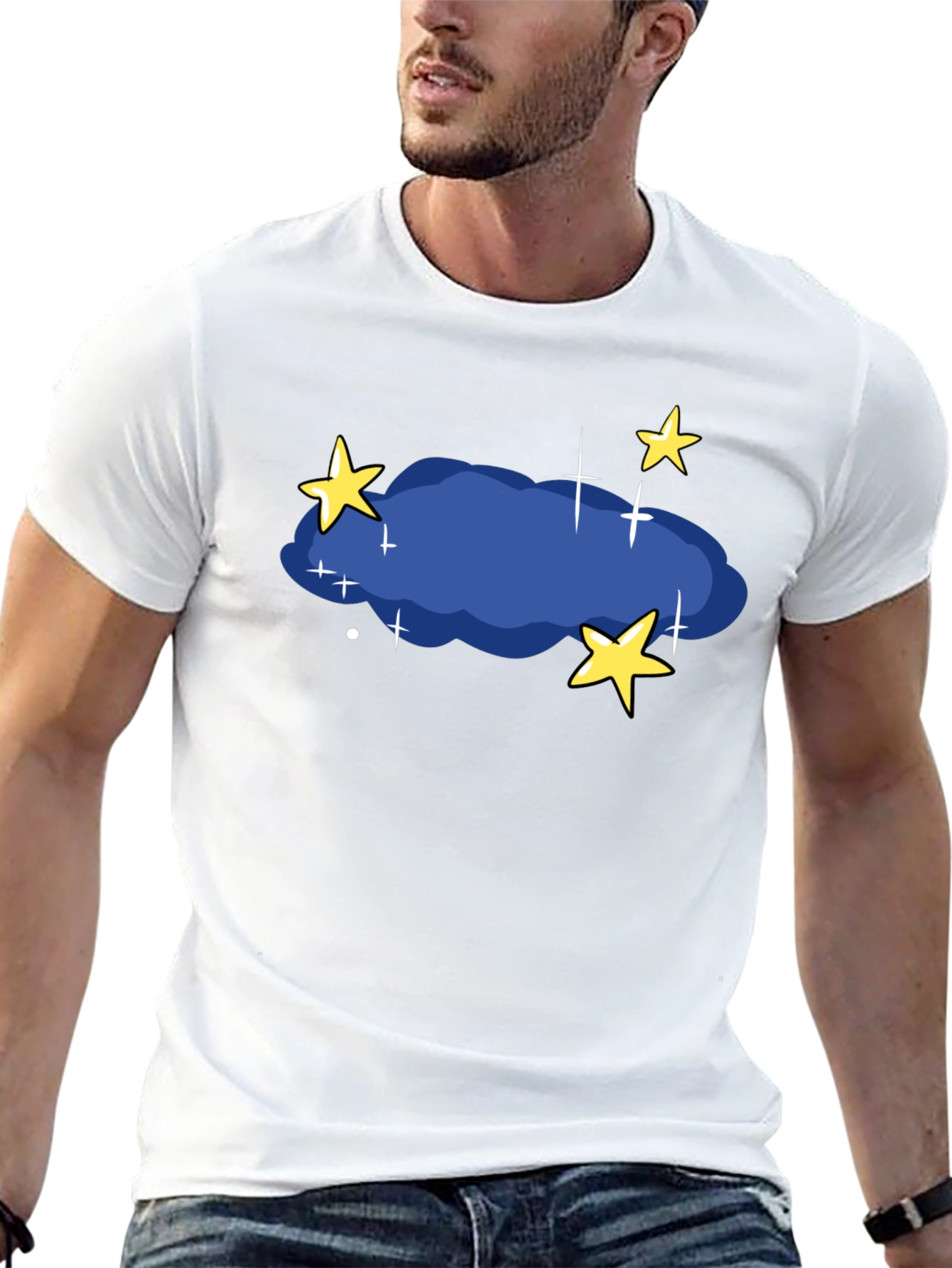 Night Sky T-Shirt - Stars and Cloud Graphic Tee
