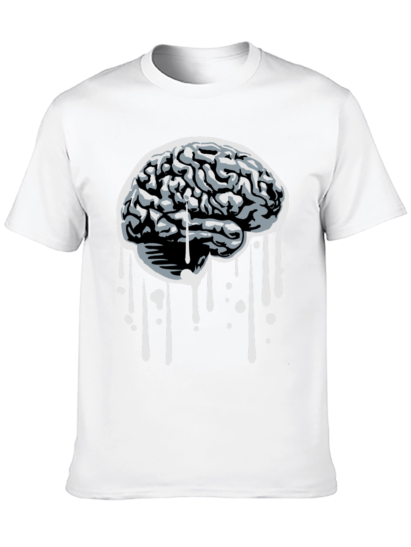 Brain Drip Graphic Tee - Black Cotton T-Shirt