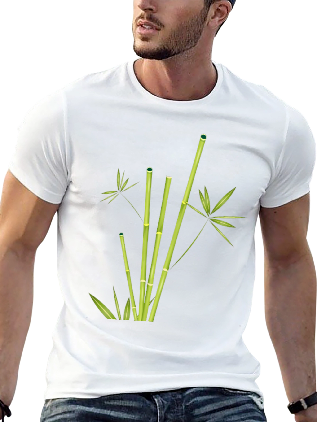 Bamboo Print Black T-Shirt