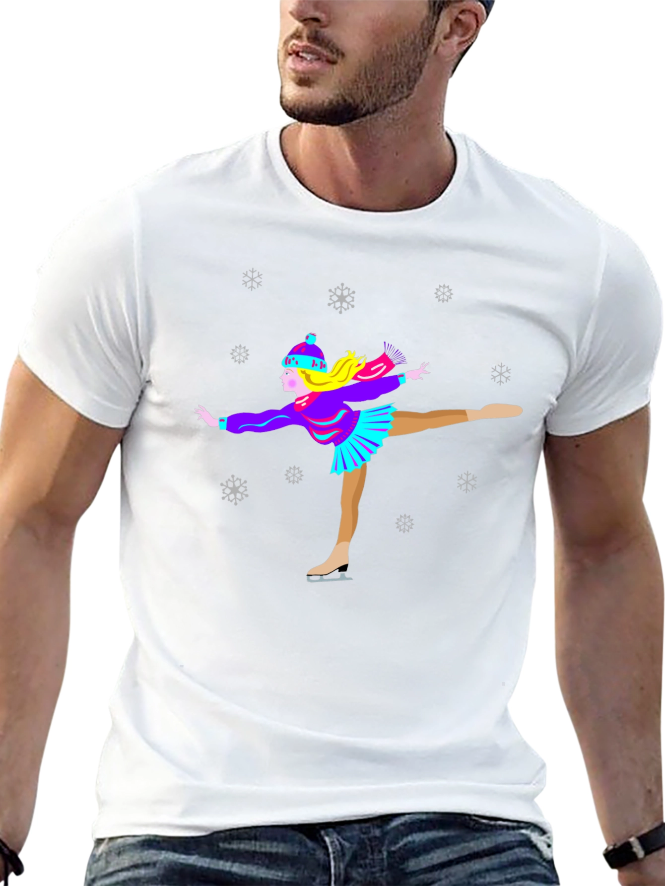 Figure Skater Winter T-Shirt Snowflakes