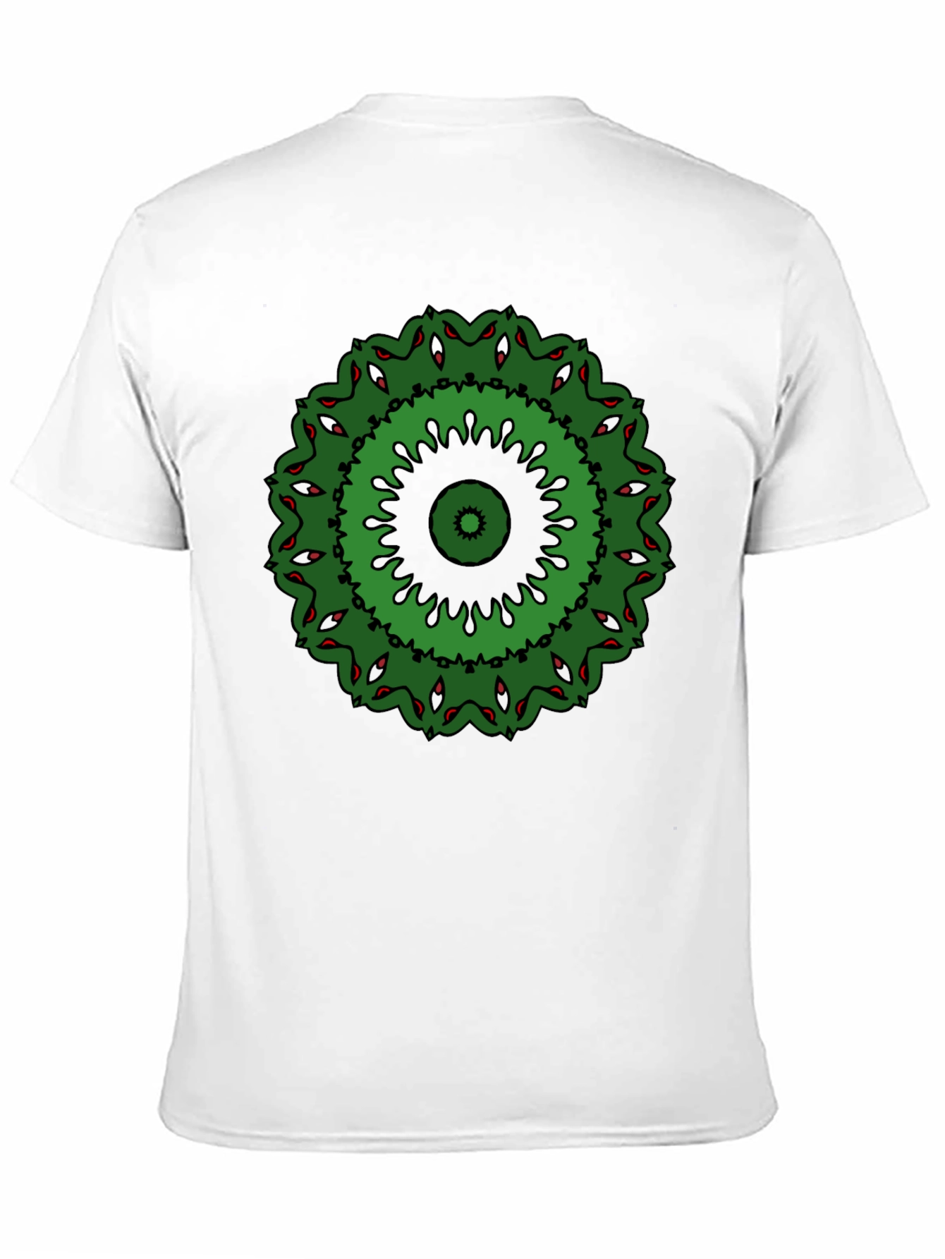 Green Mandala Design Black T-Shirt