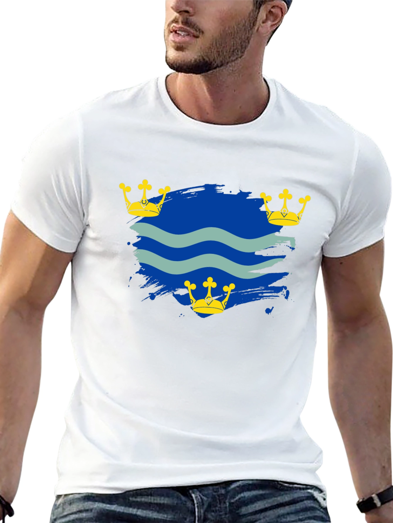 Wavy Brushstroke and Crown Graphic Tee
