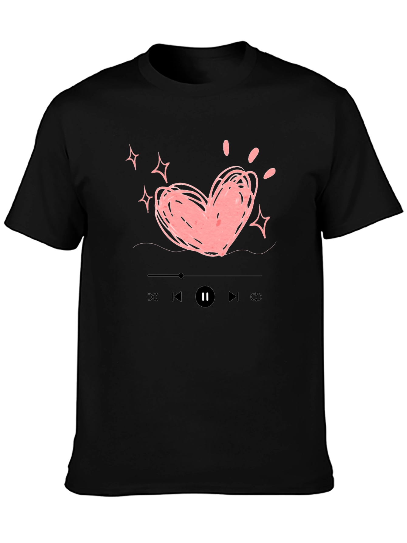 Heartbeat Playlist Mens Black T-Shirt