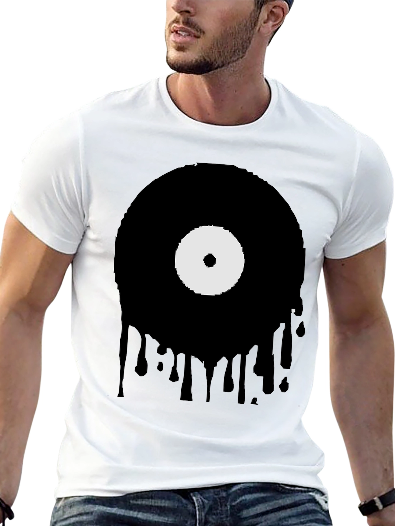 Melting Vinyl Record Graphic T-Shirt