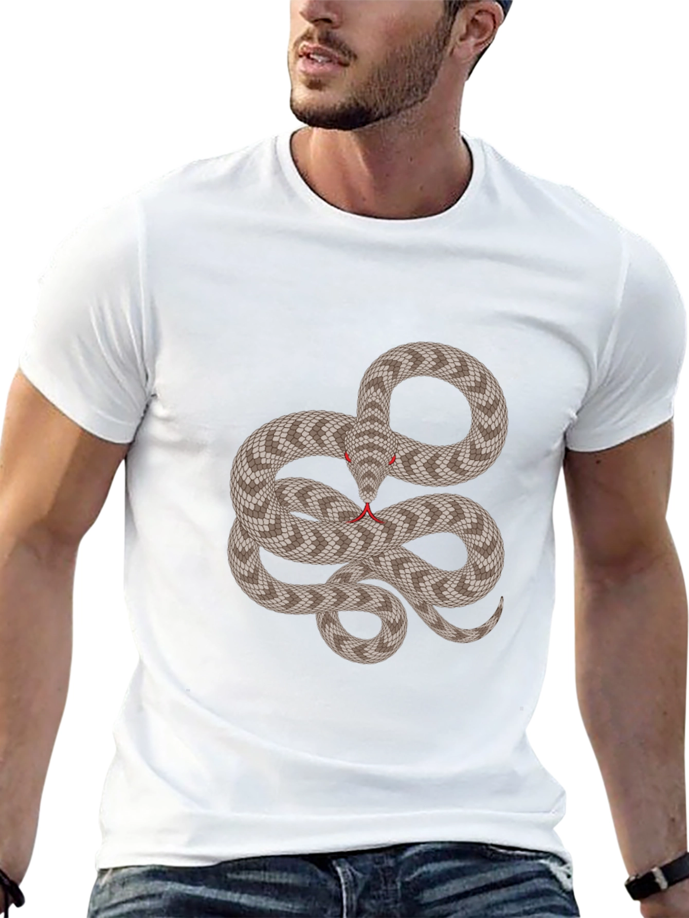 Snake Graphic Tee - Black Crew Neck Shirt