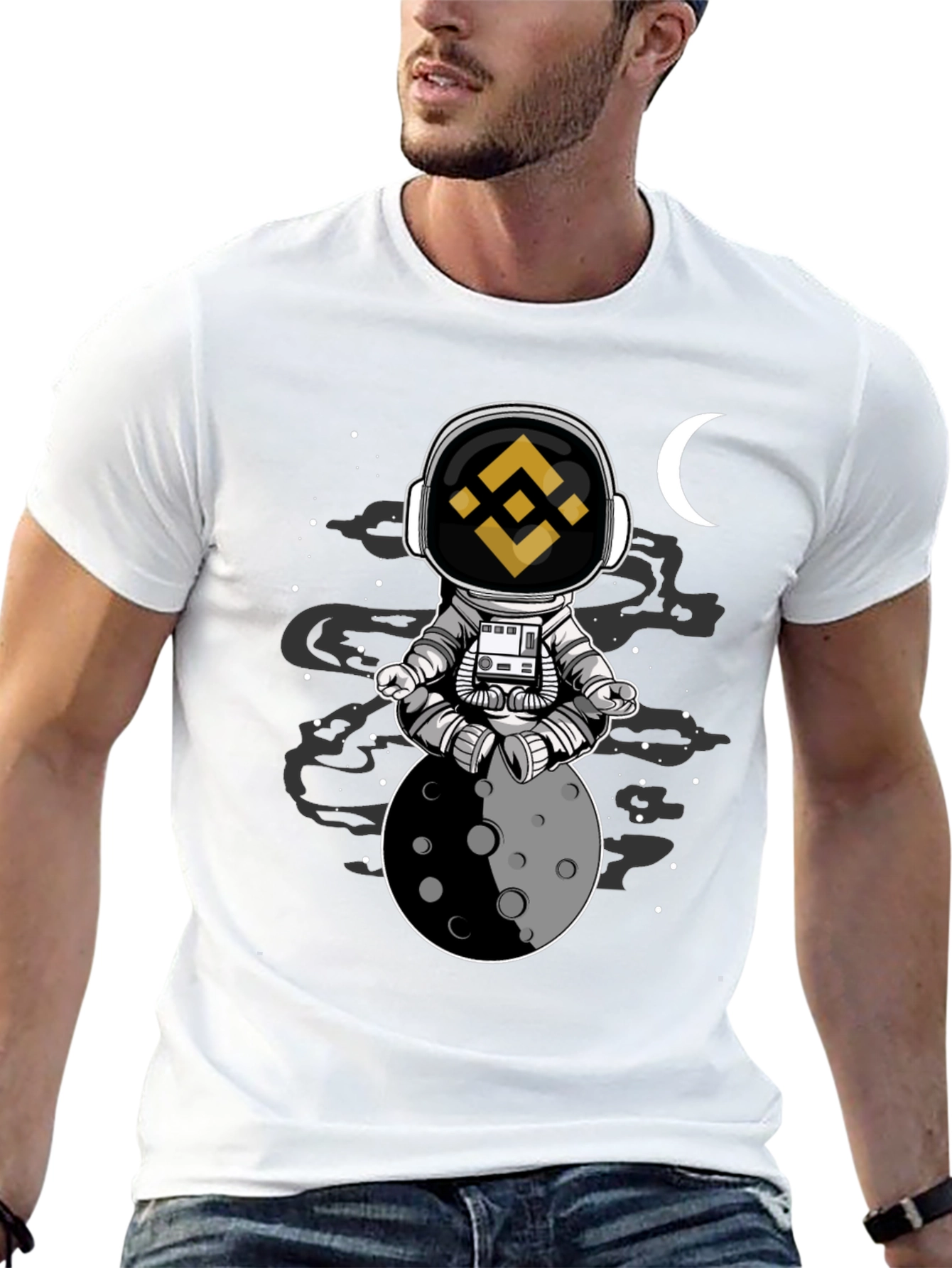 Binance Astronaut Moon T-Shirt - Crypto Fashion