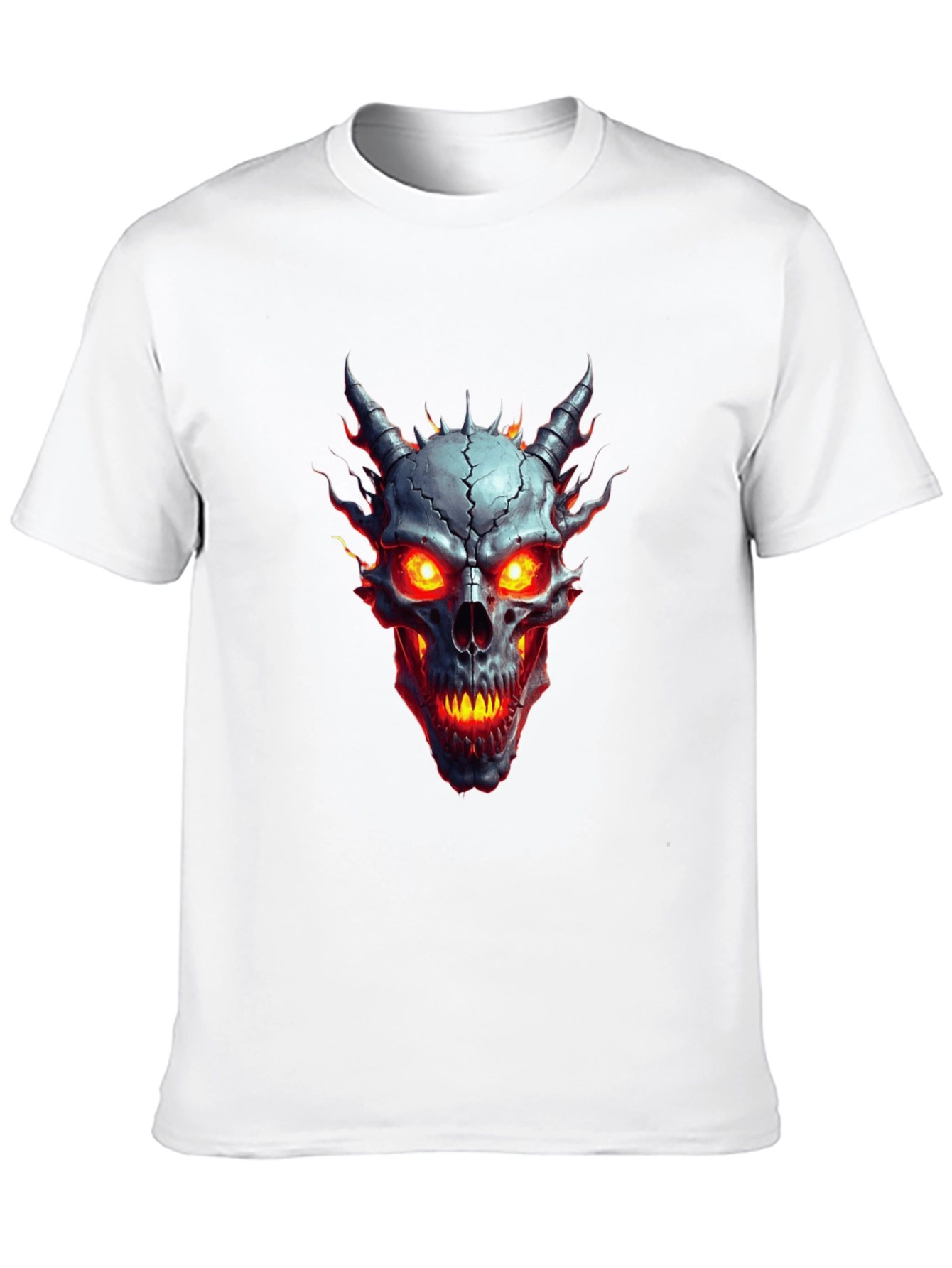 Fiery Skull Graphic Tee - Black