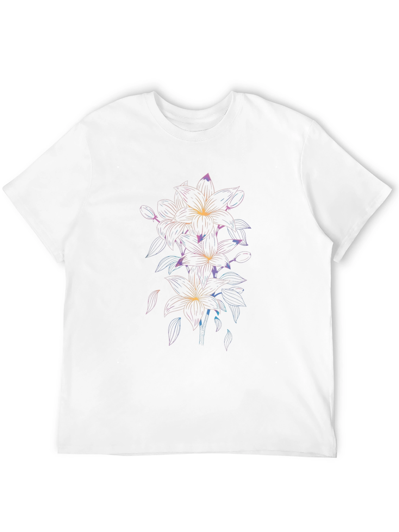 Floral Graphic Print Mens Black T-Shirt