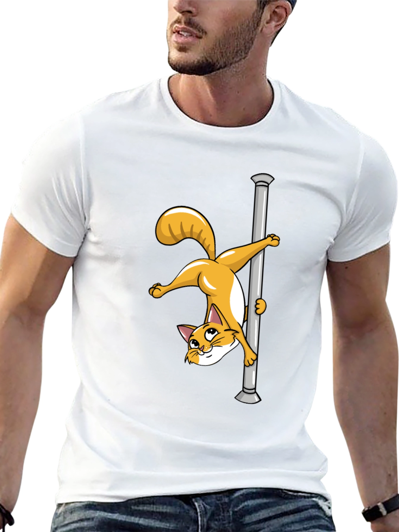 Funny Cat Pole Dance Black T-Shirt