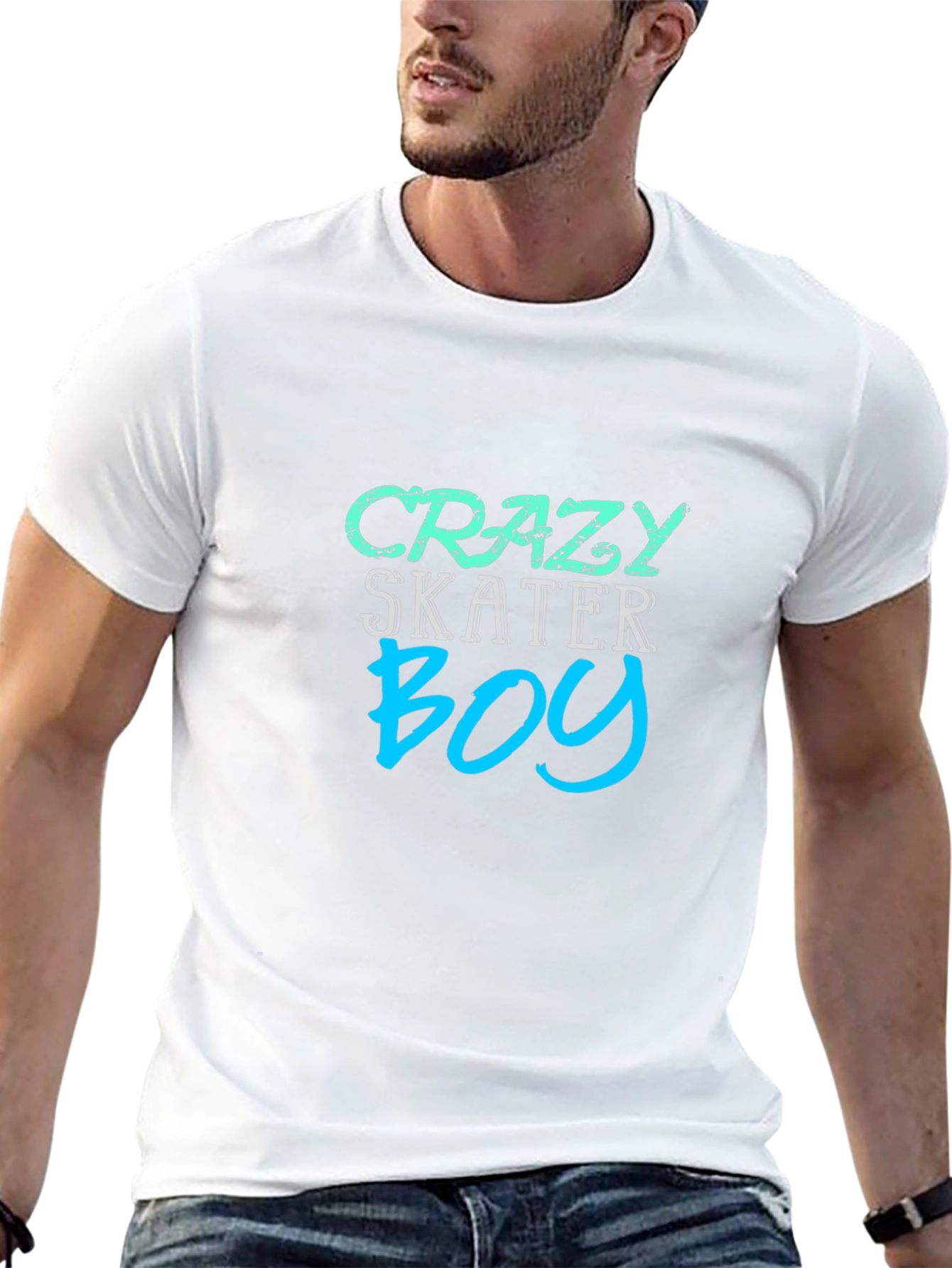 Crazy Skater Boy Graphic Tee - Black Casual Shirt