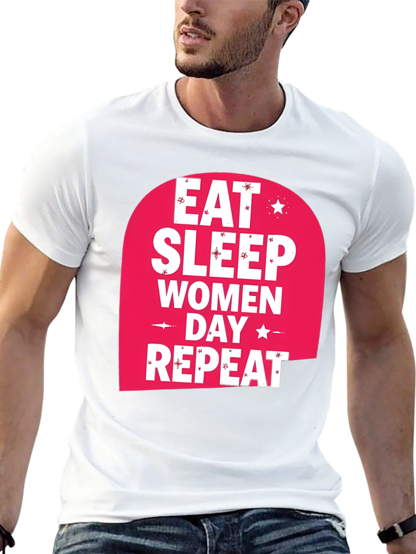 Eat Sleep Women Day Repeat Black T-Shirt