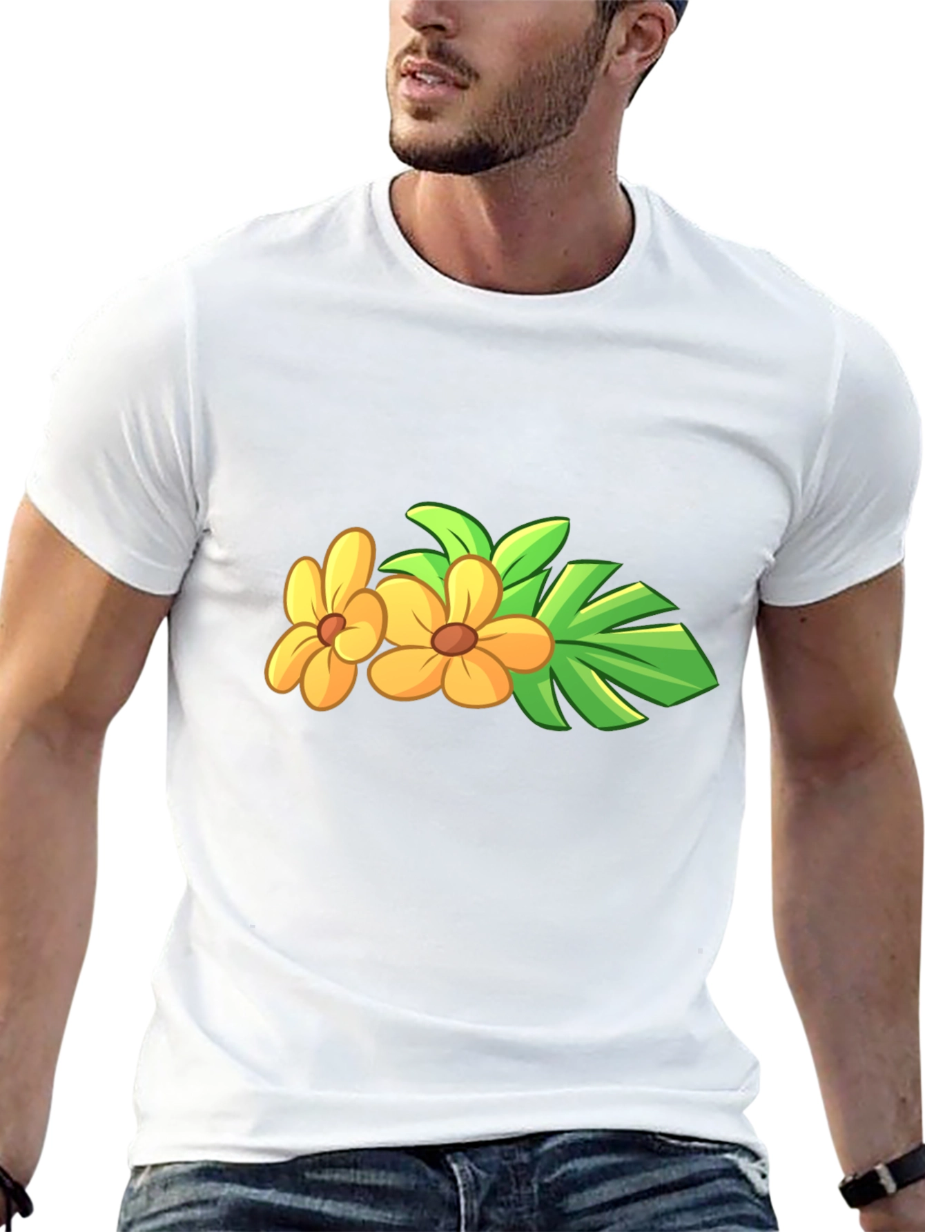 Tropical Flower Black T-Shirt