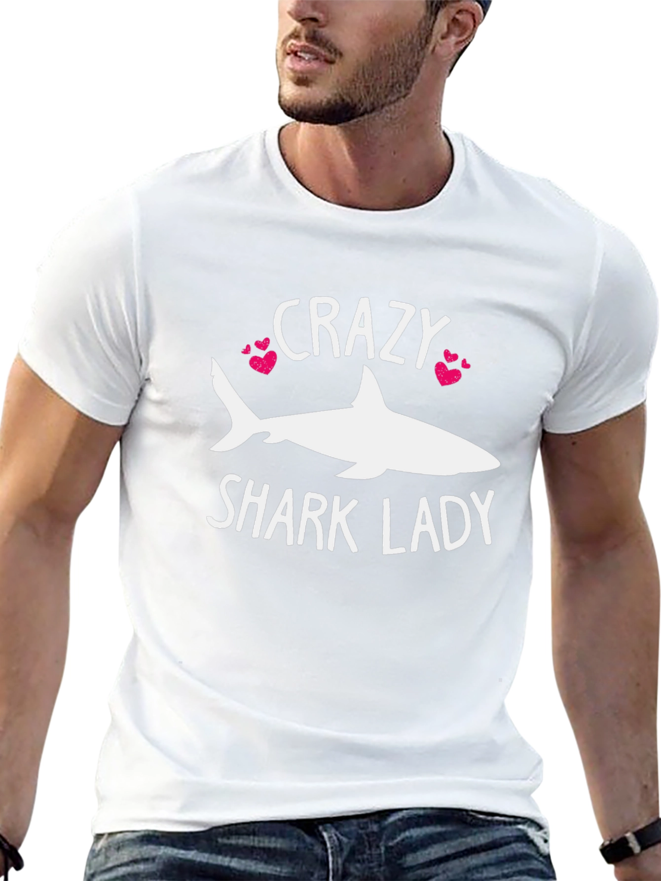 Crazy Shark Lady T-Shirt - Black Cotton Tee