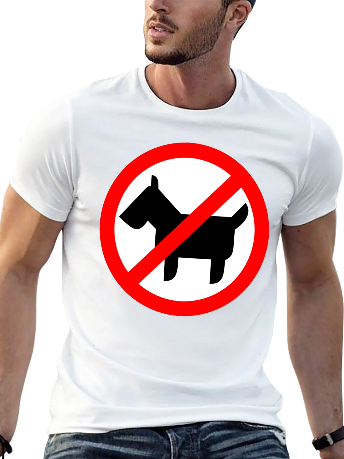 No Dogs Allowed Black Crew Neck T-Shirt