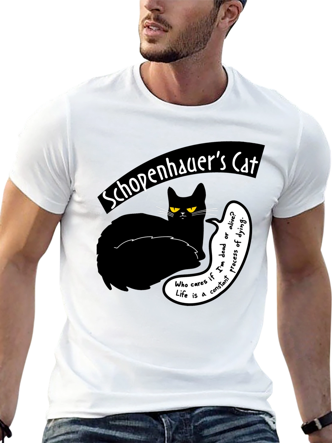 Schopenhauers Cat Graphic Tee - Philosophical Humor T-Shirt
