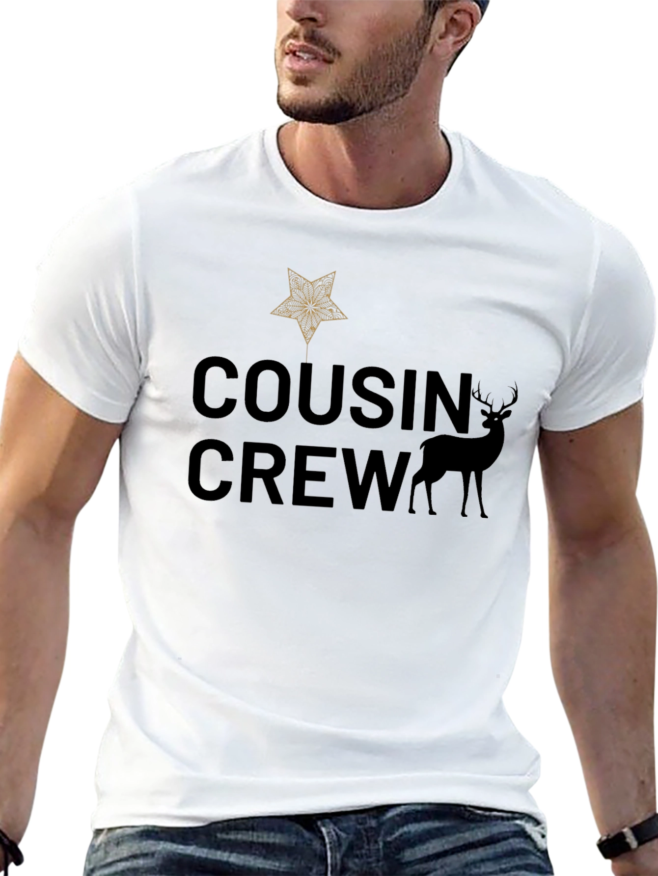 Cousin Crew Christmas Star Deer T-Shirt
