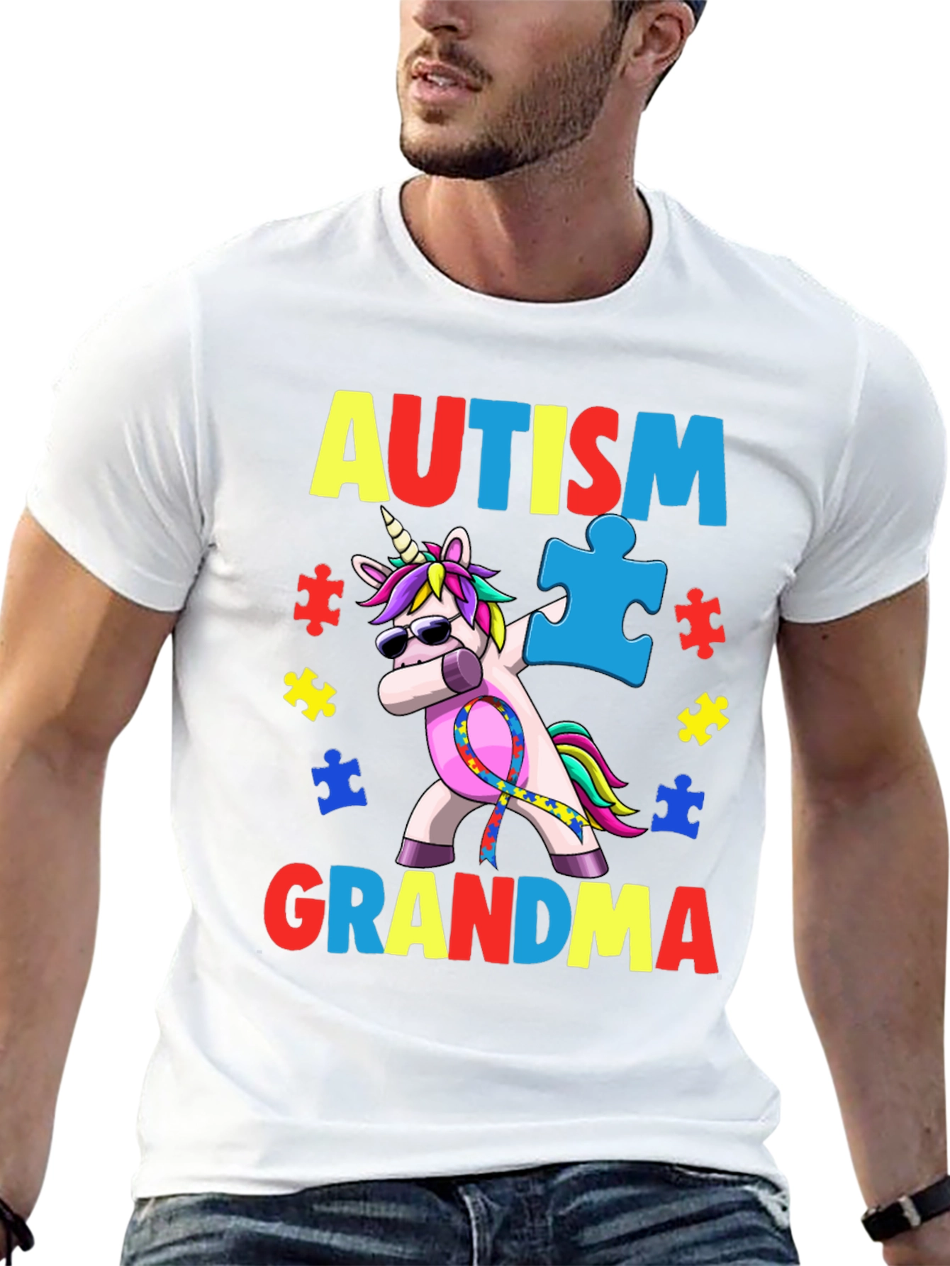Autism Grandma Unicorn Dabbing T-Shirt