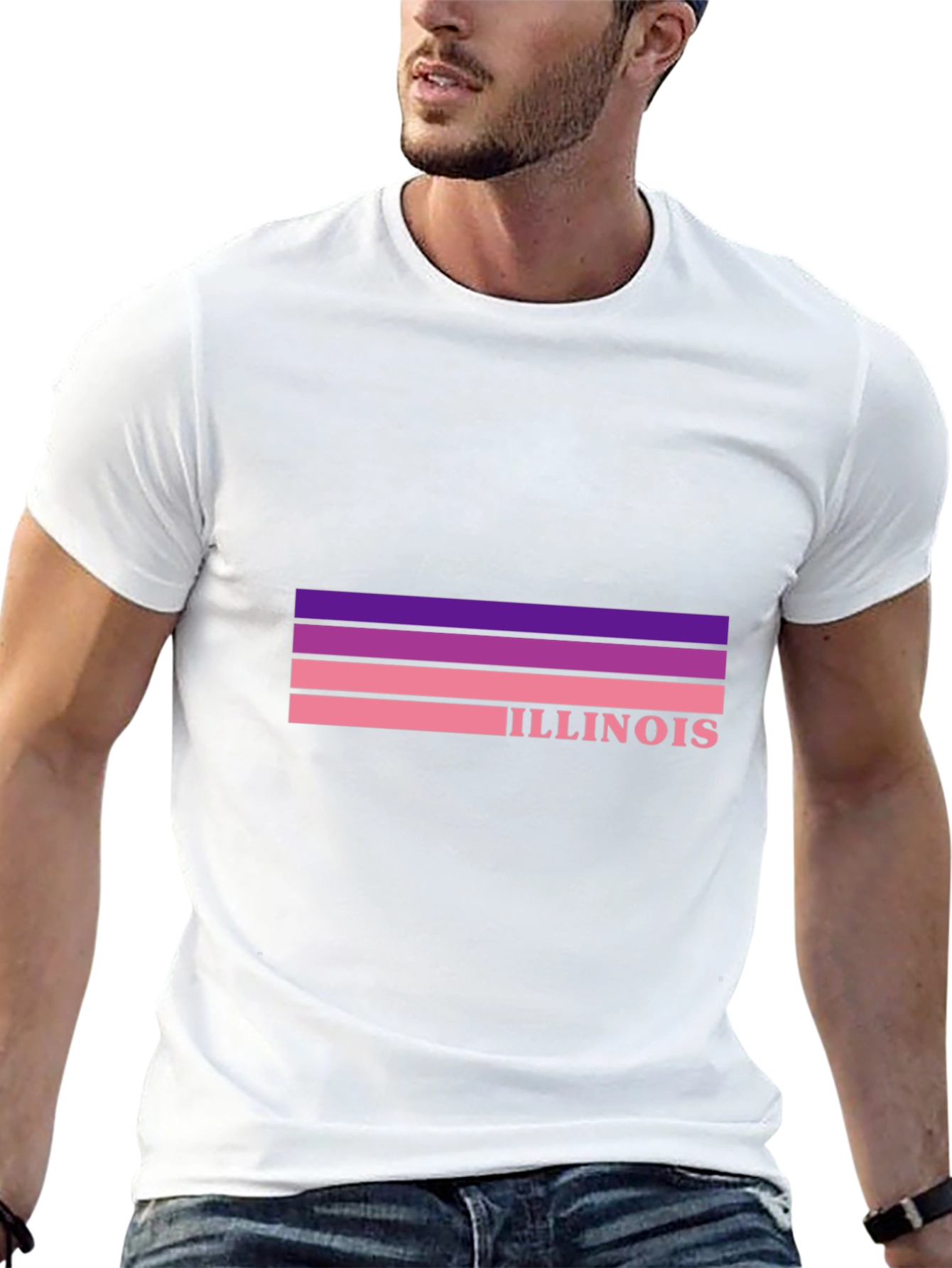 Illinois Retro Striped T-Shirt - Black