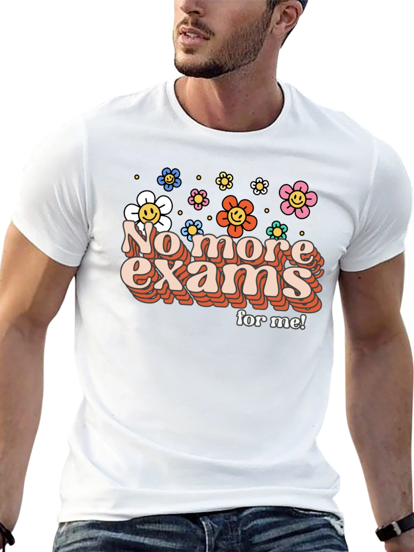 No More Exams Retro Flower T-Shirt