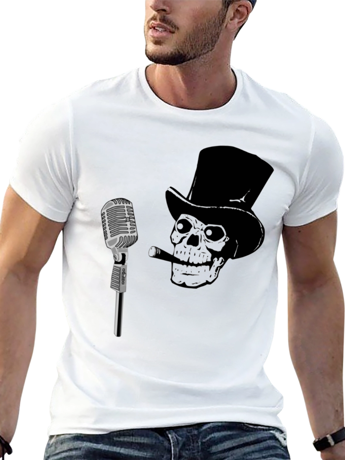 Skull & Microphone Graphic T-Shirt