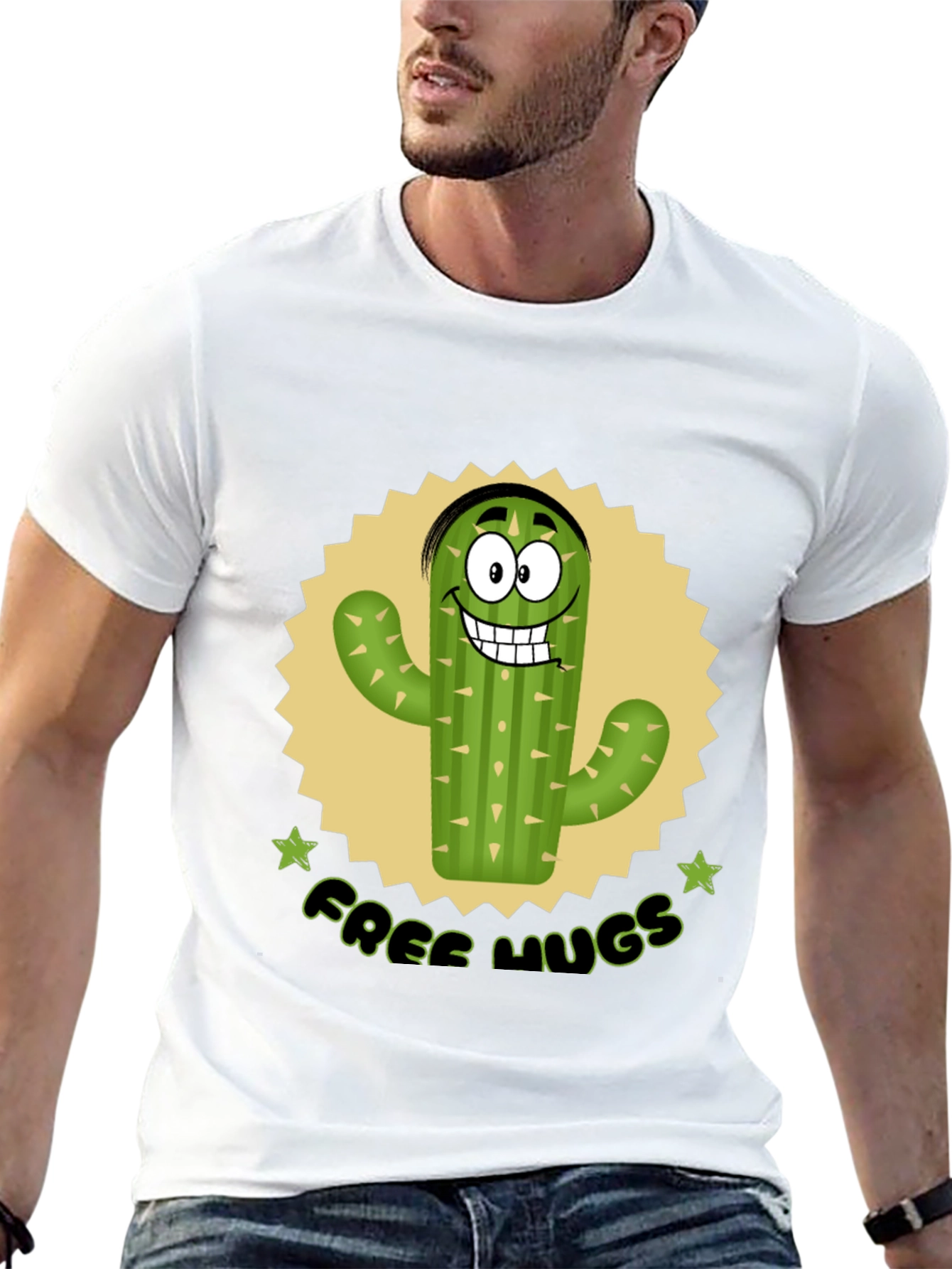 Funny Cactus Free Hugs Graphic T-Shirt