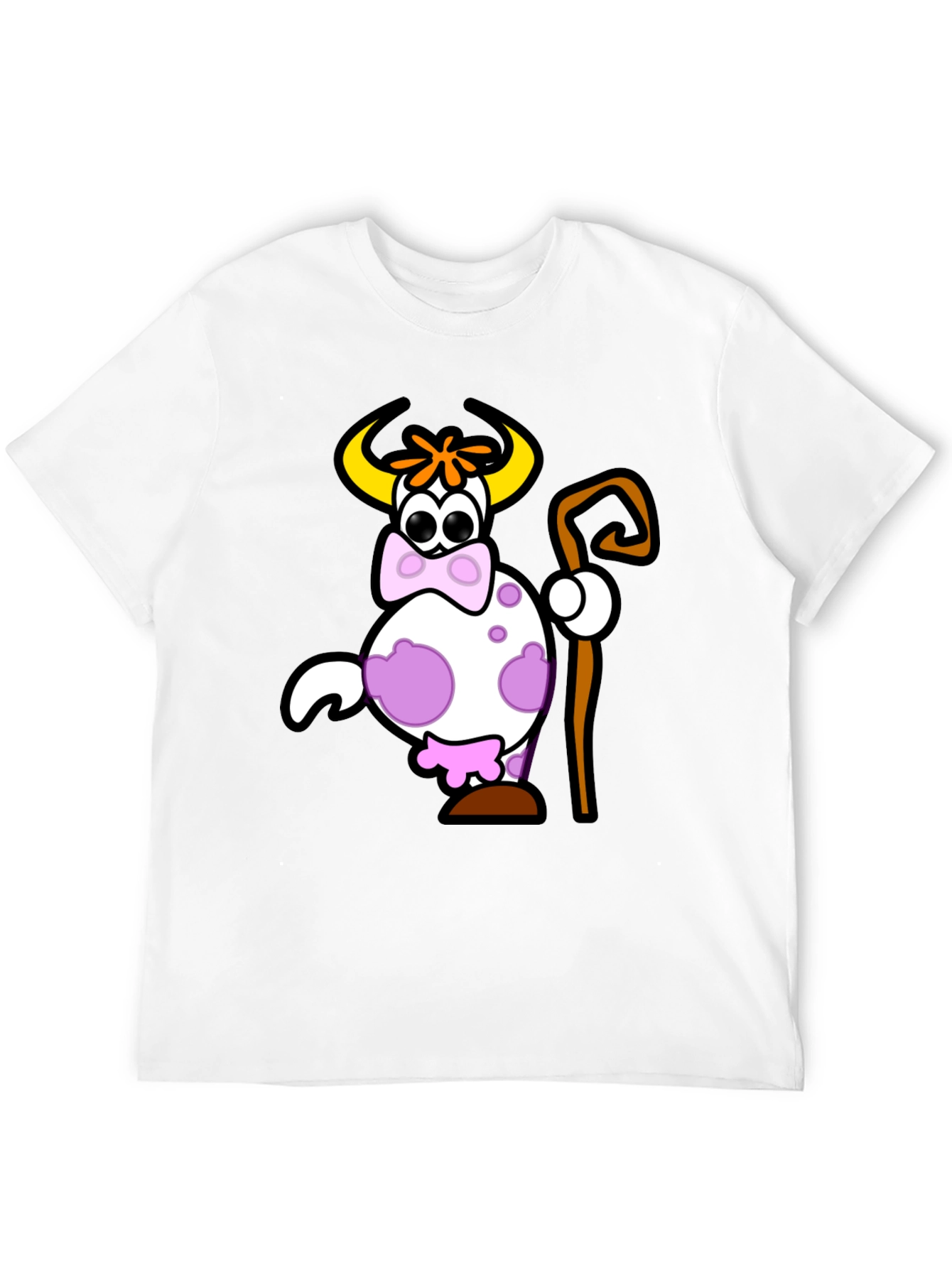 Cartoon Cow Graphic Black T-Shirt