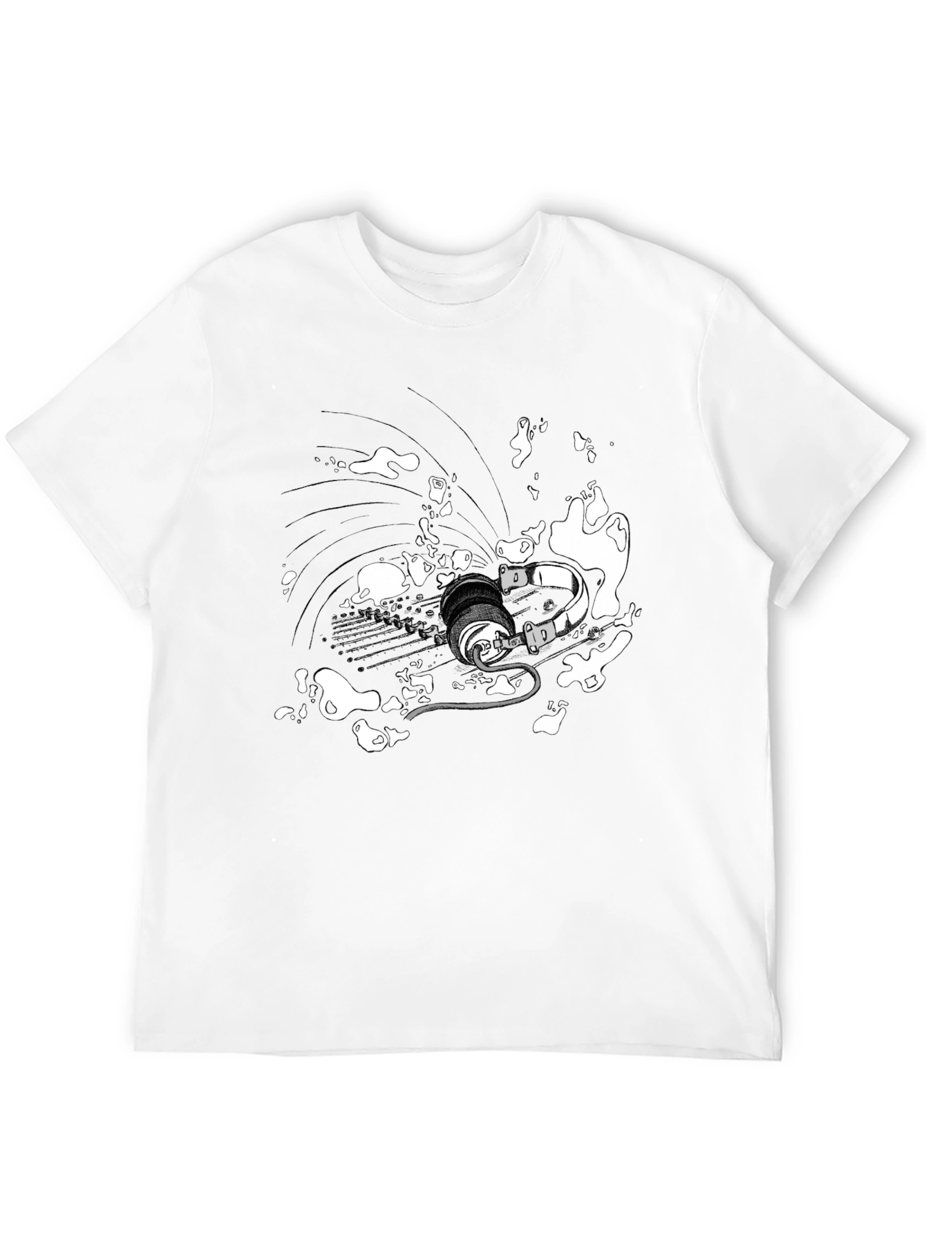 Abstract Headphones Graphic Tee - Black Cotton Blend