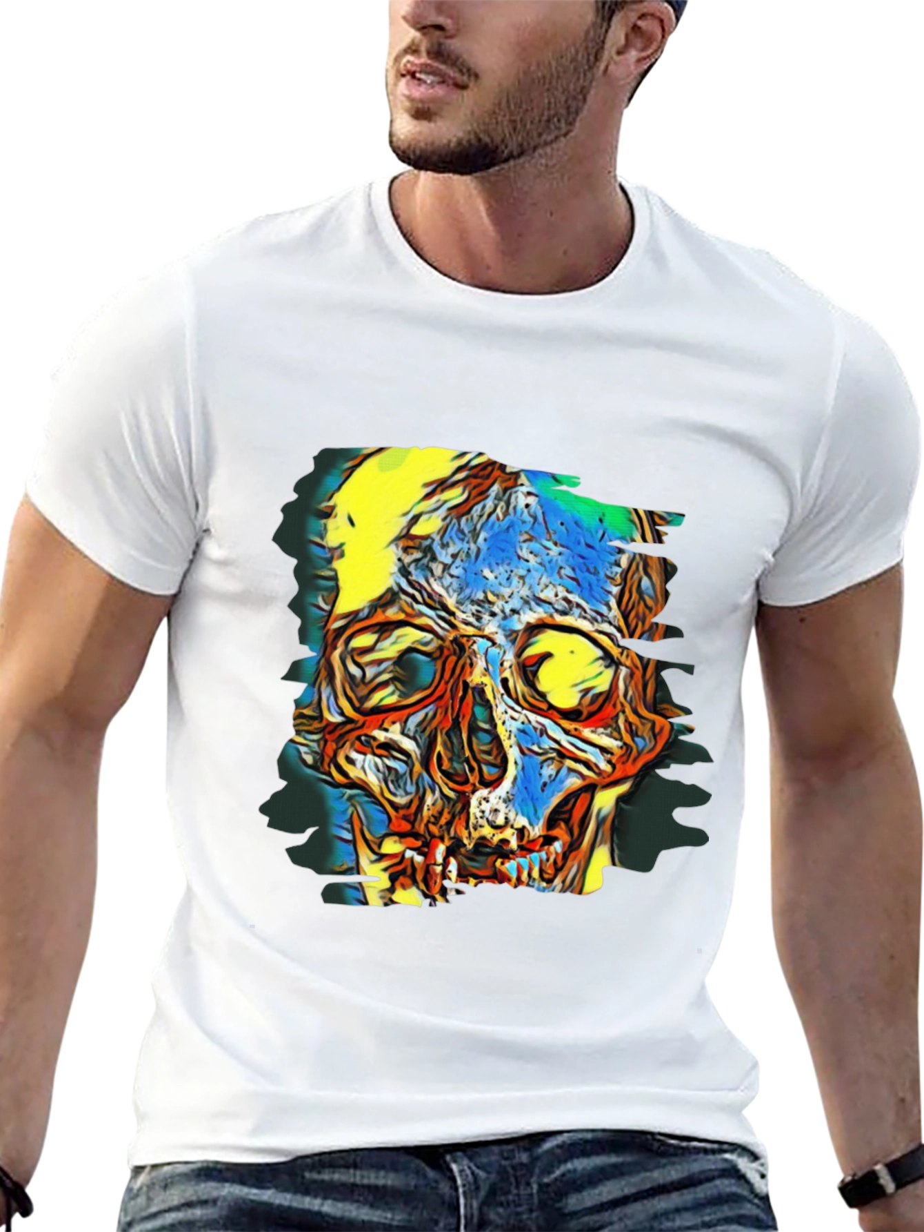 Abstract Skull Graphic Black T-Shirt