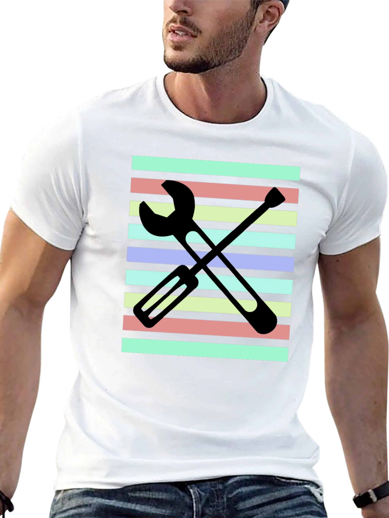 Striped Tools Graphic Tee