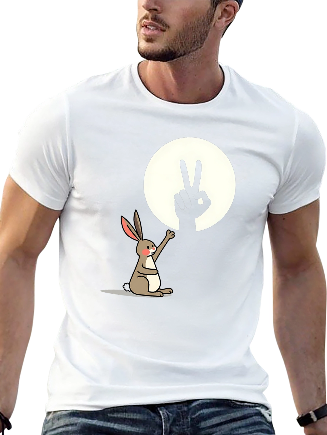 Peace Rabbit T-Shirt - Cute Animal Graphic Tee