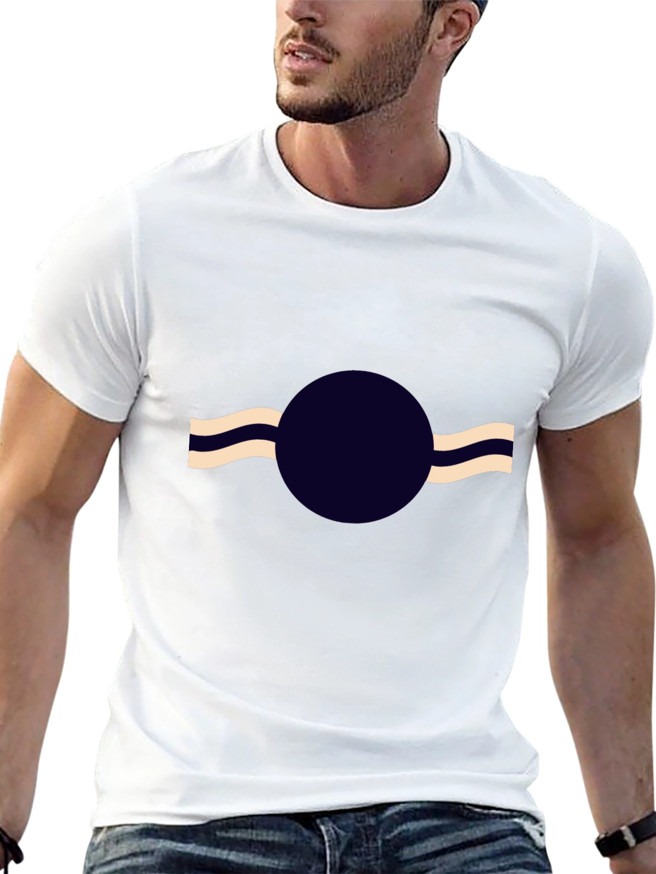 Abstract Circle Wave Black T-Shirt