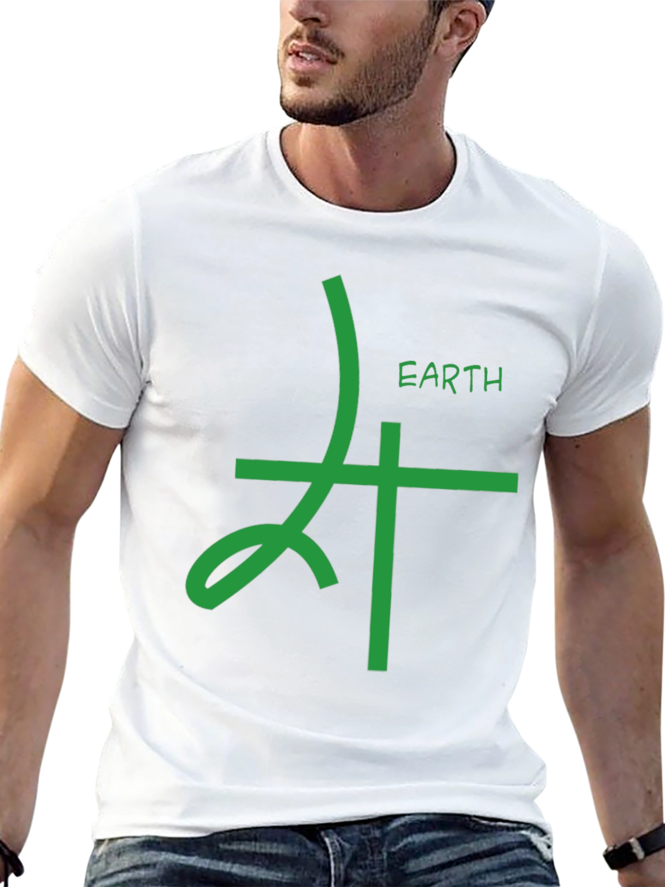 Earth Element Symbol Graphic Tee - Black Cotton T-Shirt