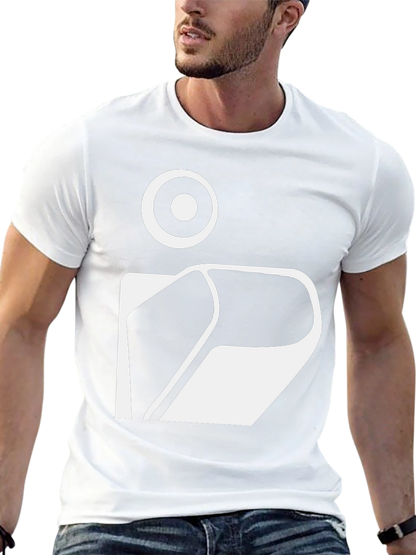 Modern Graphic Tee - Abstract White Print on Black