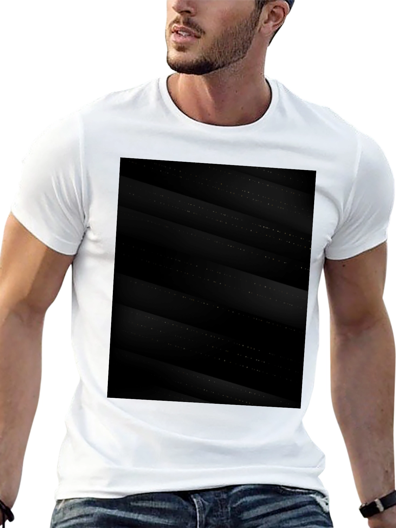 Modern Black Geometric Pattern Tee