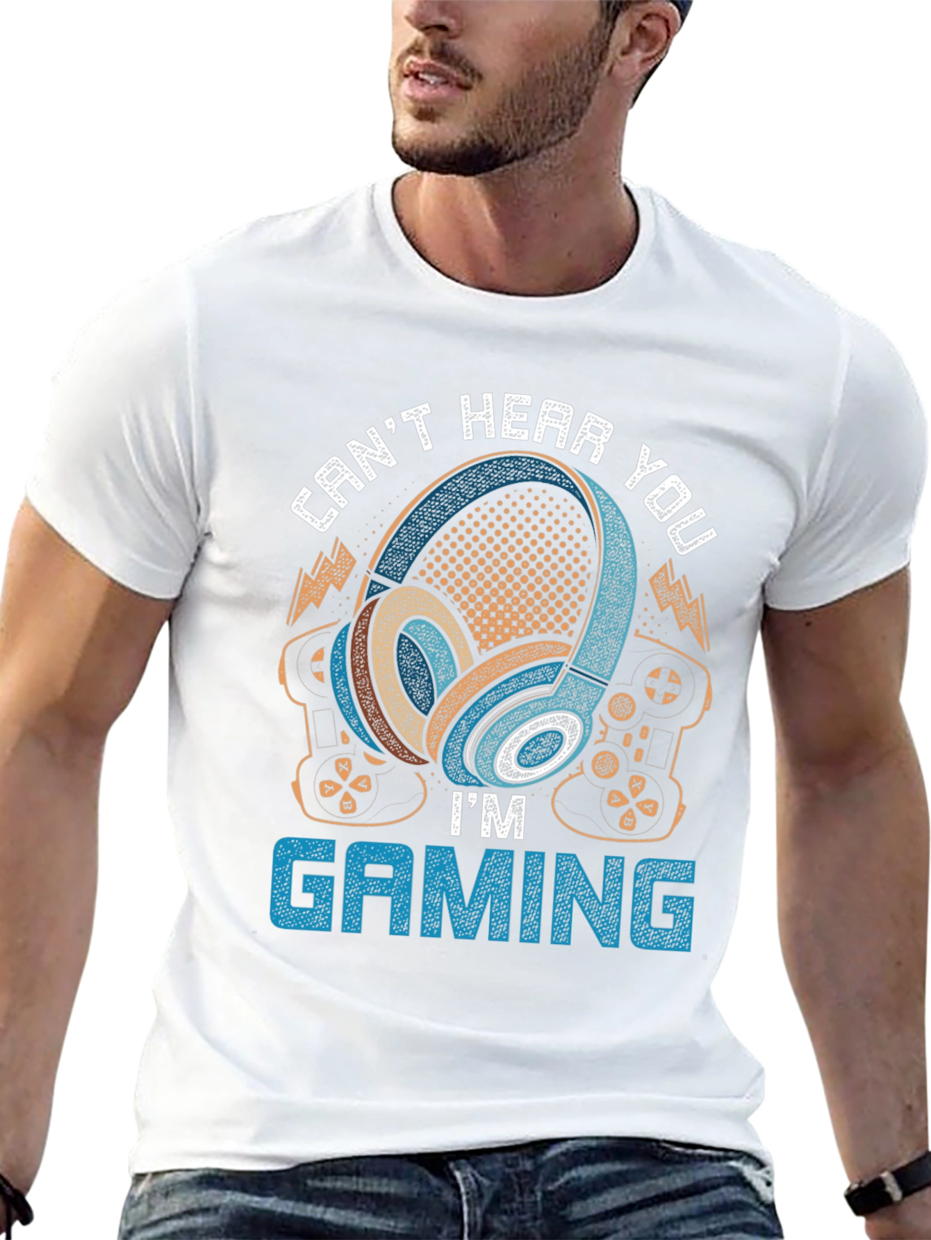 Gamer Headphones T-Shirt - Cant Hear You Im Gaming