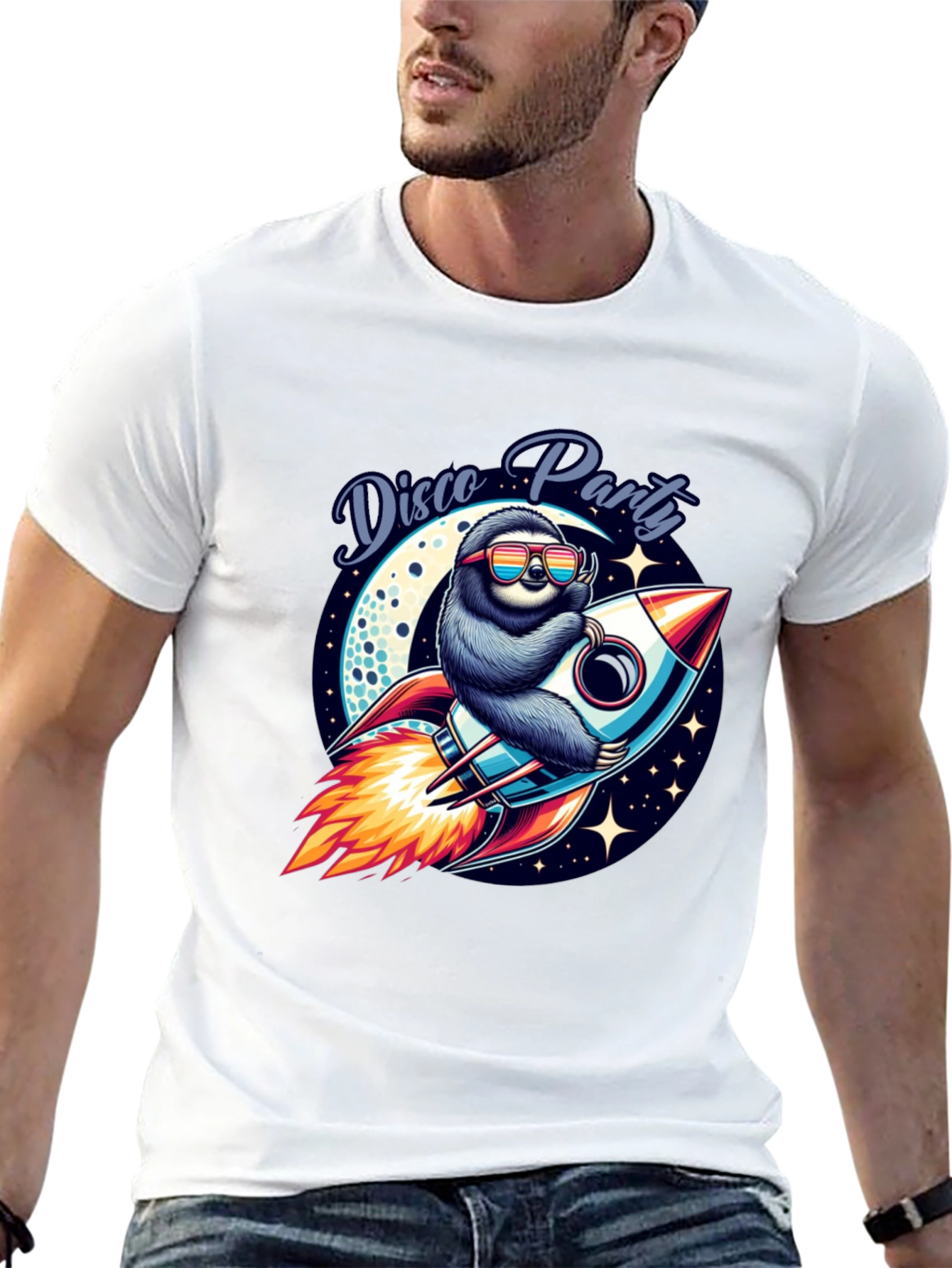 Disco Sloth Rocket Graphic Tee