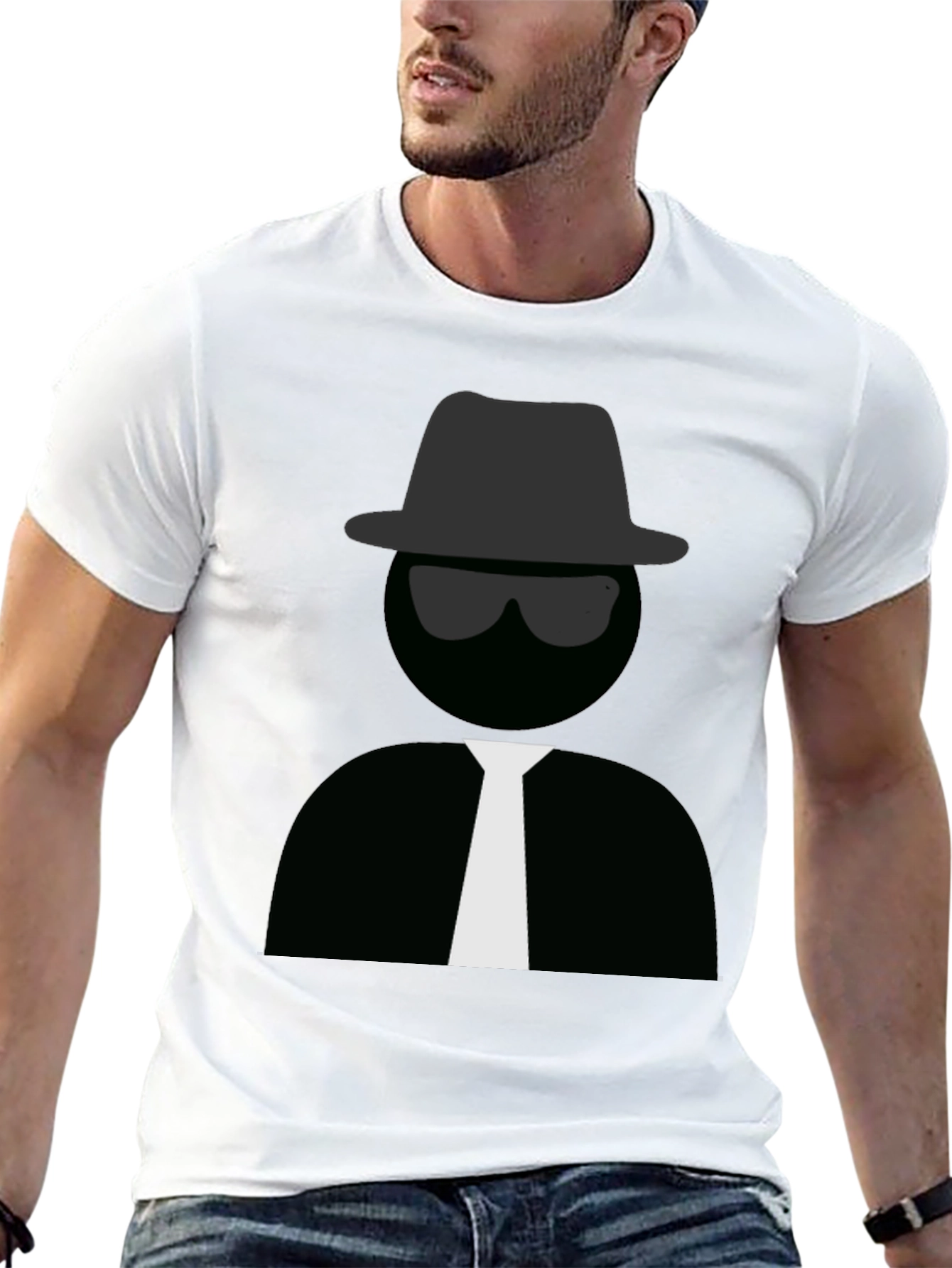 Mens Black T-Shirt with Detective Graphic