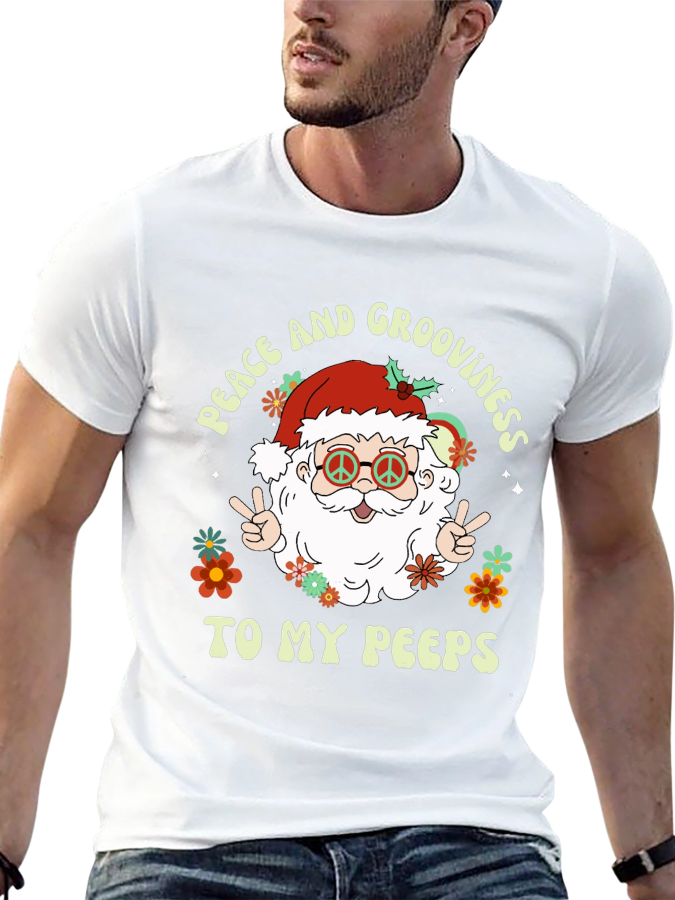 Groovy Peace Santa T-Shirt