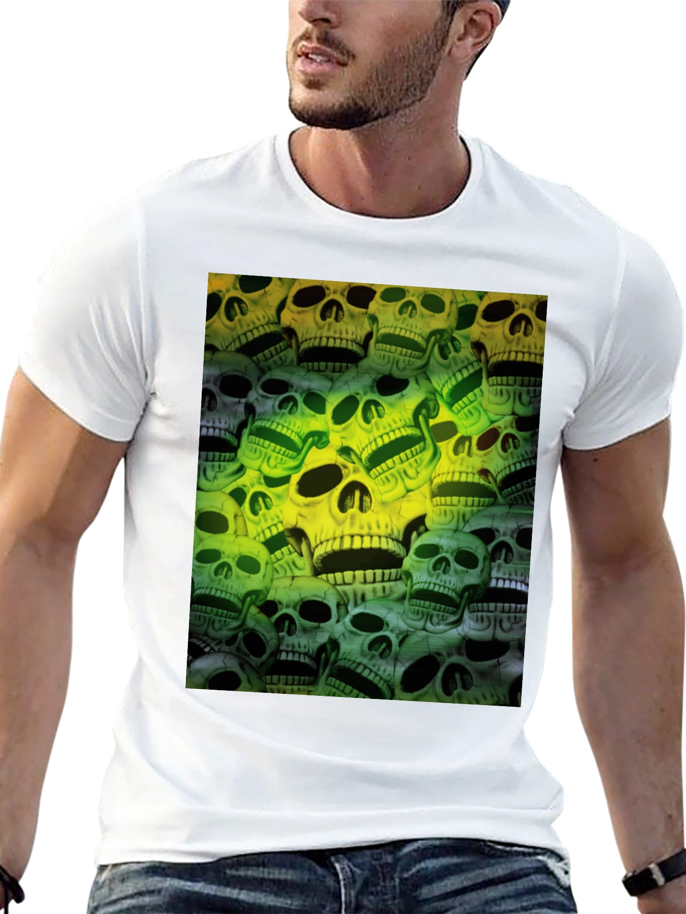 Skull Print Graphic Tee - Mens Black T-Shirt