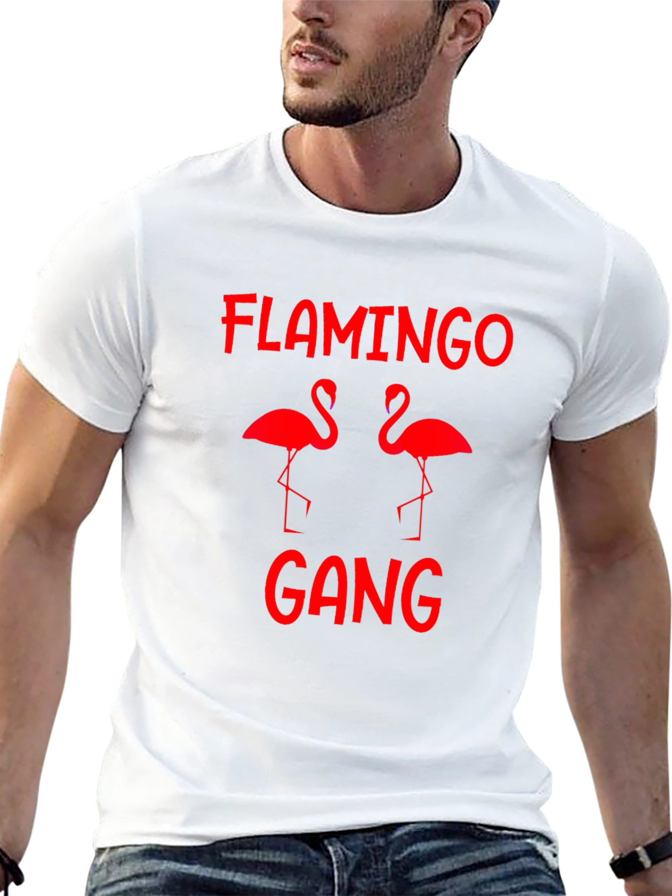 Flamingo Gang Graphic Tee - Black Cotton Shirt