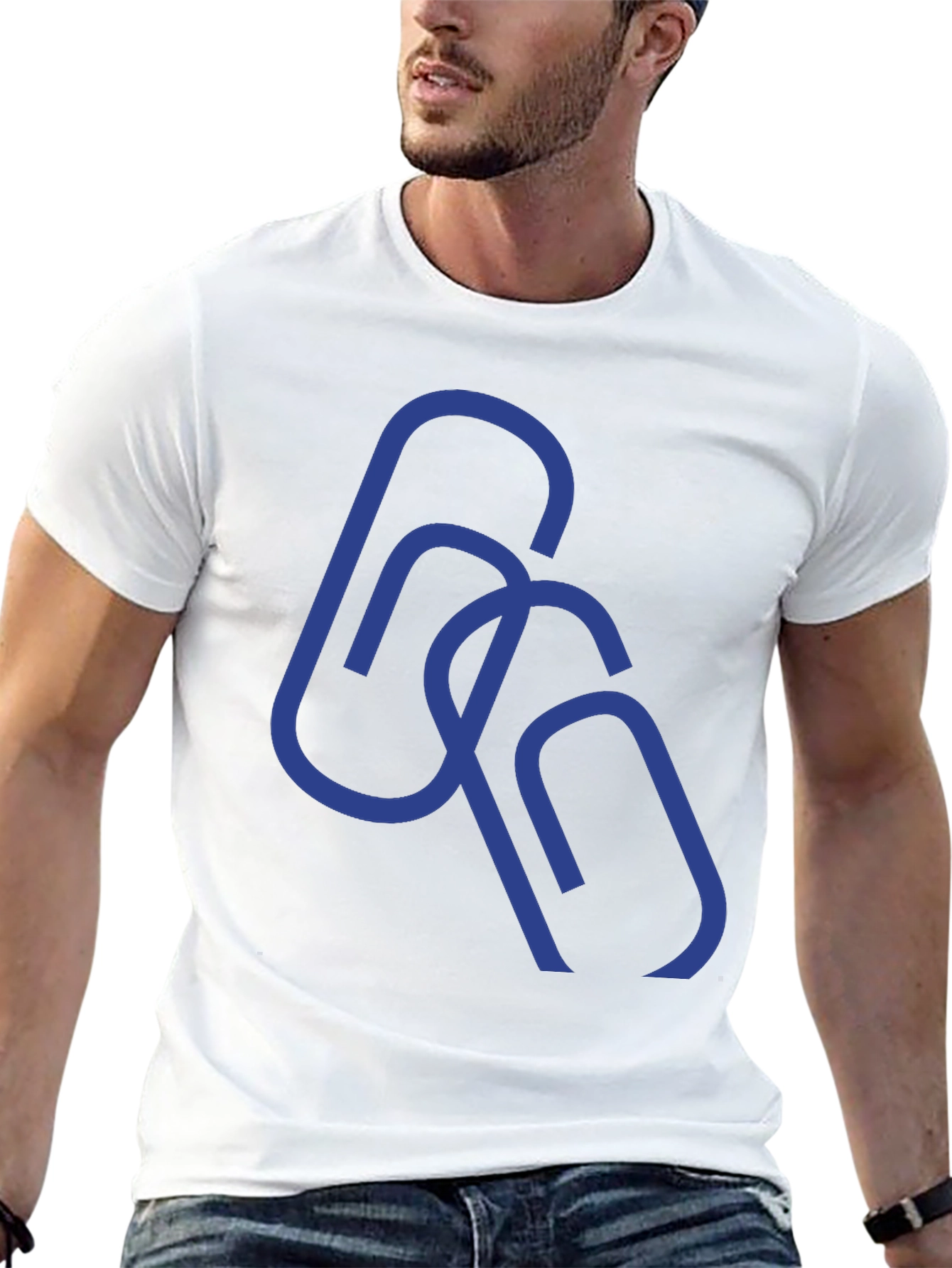 Abstract Paperclip Design Black T-Shirt