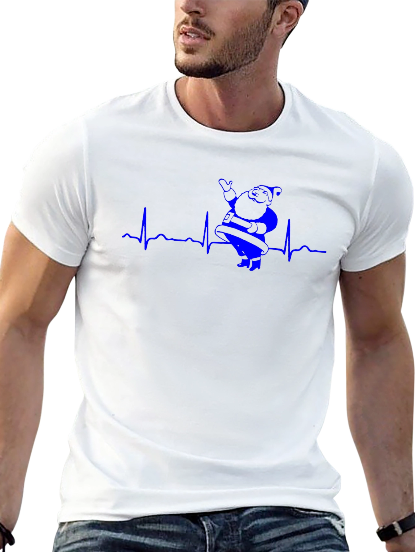 Santa Heartbeat T-Shirt - Holiday Festive Wear