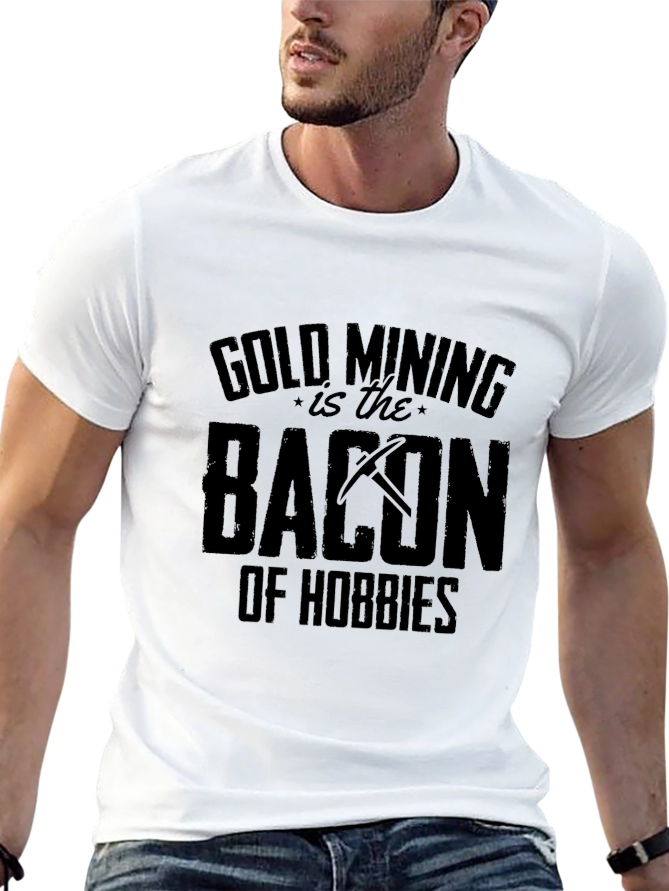 Gold Mining Bacon of Hobbies Funny Black T-Shirt