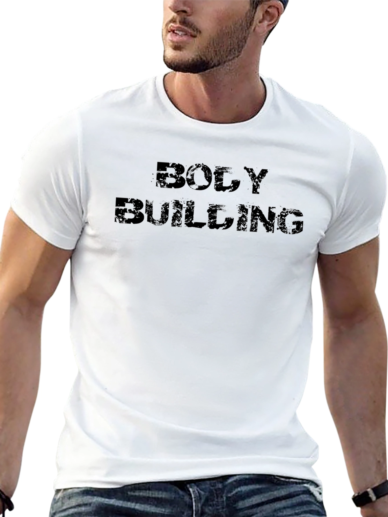 Bodybuilding Graphic Print Black T-Shirt