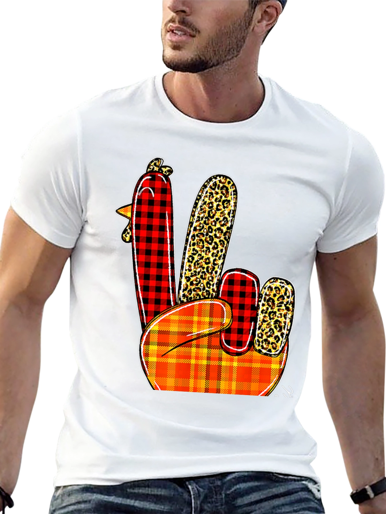 Festive Thanksgiving Turkey Peace Sign T-Shirt